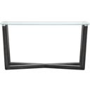The appearance of Wexler Rectangular Sofa Table In Black Truffle And Clear Glass designed by Magnussen in the modern / contemporary interior design. This black truffle and clear glass piece of furniture  was selected by 1StopBedrooms from Wexler Collection to add a touch of cosiness and style into your home. Sku: T6345-73. Material: Hardwood.