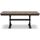 The appearance of Wildenauer Dining Extension Table In Brown/Black designed by Signature Design by Ashley in the transitional interior design. This brown/black piece of furniture was selected by 1StopBedrooms from Wildenauer Collection to add a touch of cosiness and style into your home. Sku: D634-35. Material: Wood. Table Top Shape: Rectangular. Size: 40".