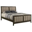 Wilkes 51 Inch Upholstered Queen Bed In Dark Cocoa and Brown