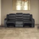 The appearance of Willow Sofa with Dual Recliner In Gray designed by New Classic in the modern / contemporary interior design. This gray piece of furniture  was selected by 1StopBedrooms from Willow Collection to add a touch of cosiness and style into your home. Sku: U1816-30-GRY. Material: Fabric.