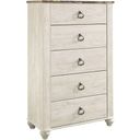 The appearance of Willowton Two-tone 5 Drawer Chest designed by Signature Design by Ashley in the transitional interior design. This white wash piece of furniture was selected by 1StopBedrooms from Willowton Collection to add a touch of cosiness and style into your home. Sku: B267-46. Material: Marble.