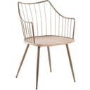 Winston Farmhouse Chair In Antique Copper Metal And White Washed Wood