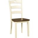 The appearance of Woodanville White and Brown Side Chair Set of 2 designed by Signature Design by Ashley in the transitional interior design. This cream/brown piece of furniture  was selected by 1StopBedrooms from Woodanville Collection to add a touch of cosiness and style into your home. Sku: D335-01. Material: Wood.