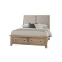 The appearance of Woodbridge Queen Upholstered Bed With Storage In Grey designed by Vaughan Bassett in the transitional interior design. This shadow grey piece of furniture was selected by 1StopBedrooms from Woodbridge Collection to add a touch of cosiness and style into your home. Sku: 821-551;821-052;821-050B;821-502;TT-555T. Bed Size: Queen. Material: Maple. Bed Type: Upholstered Bed.