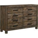The appearance of Woodmont 8-drawer Dresser Rustic Golden Brown designed by Coaster in the country / farmhouse interior design. This rustic golden brown piece of furniture  was selected by 1StopBedrooms from Woodmont Collection to add a touch of cosiness and style into your home. Sku: 222633. Material: Wood.
