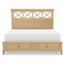 XXX's And OOO's Complete Queen Panel Bed with Storage Footboard In Amber