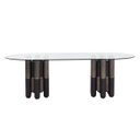 Yanna 94.5 Inch Oval Glass Dining Table In Black and Brown