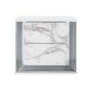 Ylime Marble Nightstand with LED In White