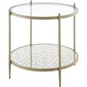 The appearance of Zaba Round End Table In Champagne designed by ACME in the modern / contemporary interior design. This champagne piece of furniture  was selected by 1StopBedrooms from Zaba Collection to add a touch of cosiness and style into your home. Sku: LV02756. Material: Metal.