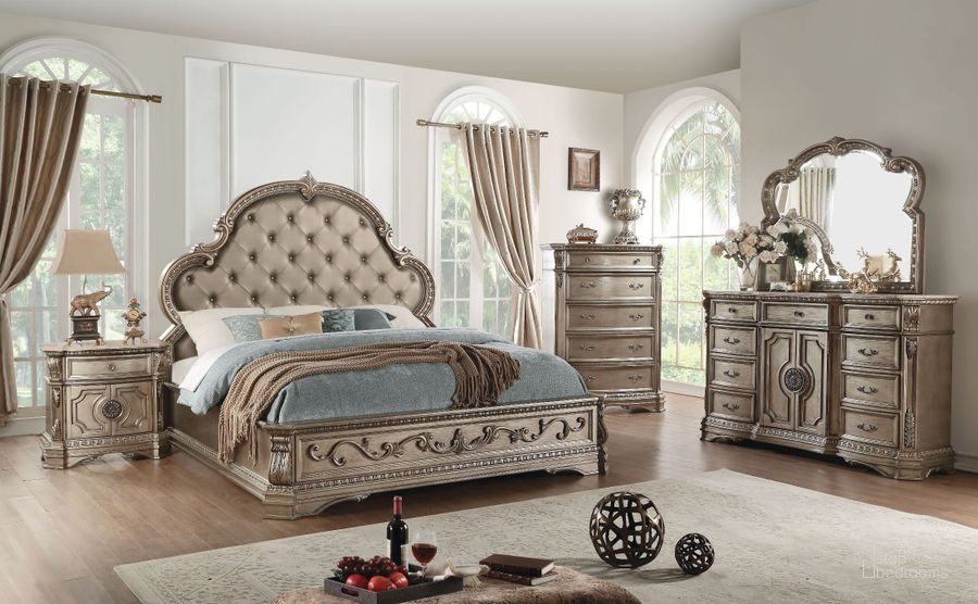 silver antique bed