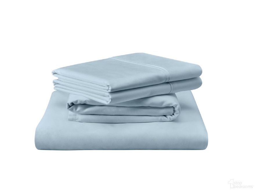 The appearance of 400 Thread Count Egyptian California King Cotton Sheet Set In Sleepy Blue designed by Tempur-Pedic in the modern / contemporary interior design. This sleepy blue piece of furniture  was selected by 1StopBedrooms from Luxe Egyptian Collection to add a touch of cosiness and style into your home. Sku: 40101362. Material: Cotton. Size: California King. Product Type: Bed Sheet. Image1