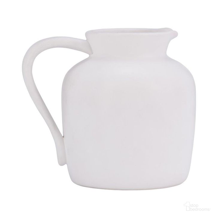 The appearance of 5 Inch Pitcher Vase In White designed by Sagebrook in the modern / contemporary interior design. This white piece of furniture  was selected by 1StopBedrooms from  to add a touch of cosiness and style into your home. Sku: 17053-01. Material: Ceramic. Product Type: Vase. Image1