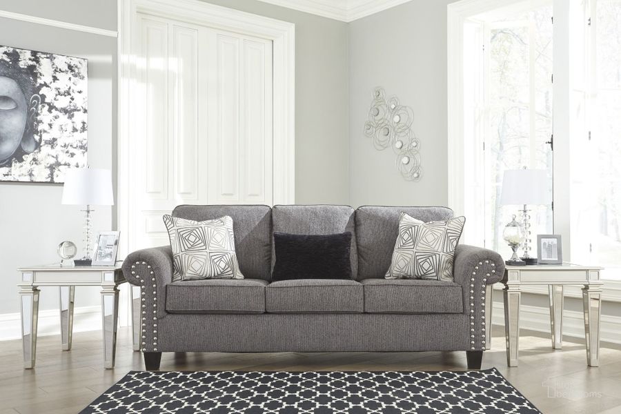 The appearance of Agleno Gray Sofa designed by Signature Design by Ashley in the modern / contemporary interior design. This gray piece of furniture  was selected by 1StopBedrooms from Agleno Collection to add a touch of cosiness and style into your home. Sku: 7870138. Material: Fabric. Product Type: Sofa. Image1