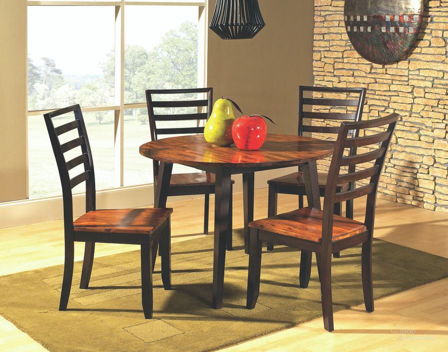 The appearance of Abaco 5-Piece Dining Room Set In Brown designed by Steve Silver in the transitional interior design. This brown piece of furniture  was selected by 1StopBedrooms from Abaco Collection to add a touch of cosiness and style into your home. Sku: AB300S;AB300S;AB4242T. Product Type: Dining Room Set. Material: Plywood. Image1