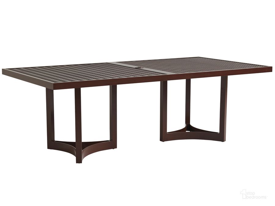 The appearance of Abaco Rectangular Dining Table designed by Tommy Bahama in the transitional interior design. This medium brown piece of furniture  was selected by 1StopBedrooms from Abaco Collection to add a touch of cosiness and style into your home. Sku: 01-3420-876C. Product Type: Outdoor Table. Size: 88". Image1