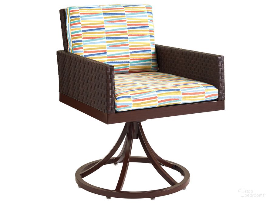 The appearance of Abaco Swivel Rocker Dining Chair designed by Tommy Bahama in the coastal interior design. This  piece of furniture  was selected by 1StopBedrooms from Abaco Collection to add a touch of cosiness and style into your home. Sku: 01-3420-13SR-40. Product Type: Outdoor Chair. Image1