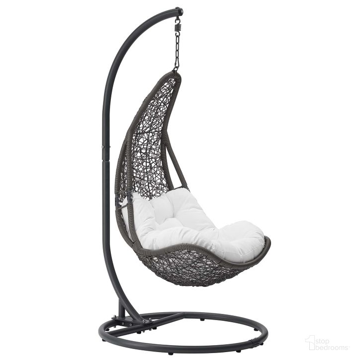 The appearance of Abate Gray and White Outdoor Patio Swing Chair With Stand designed by Modway in the modern / contemporary interior design. This gray and white piece of furniture  was selected by 1StopBedrooms from Abate Collection to add a touch of cosiness and style into your home. Sku: EEI-2276-GRY-WHI-SET. Material: Polyester. Product Type: Outdoor Chair. Image1