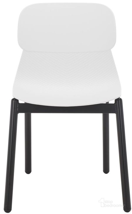 The appearance of Abbie Molded Plastic Dining Chair Set of 2 In White/Black designed by Safavieh Couture in the transitional interior design. This white/black piece of furniture  was selected by 1StopBedrooms from Abbie Collection to add a touch of cosiness and style into your home. Sku: SFV6900A-SET2. Product Type: Dining Chair. Material: Plastic. Image1