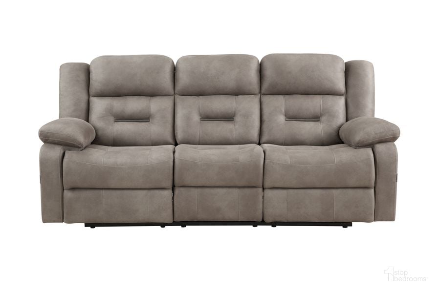 The appearance of Abilene Manual Reclining Sofa with Drop-Down Console In Brown designed by Steve Silver in the transitional interior design. This brown piece of furniture  was selected by 1StopBedrooms from Abilene Collection to add a touch of cosiness and style into your home. Sku: ABE900SN. Product Type: Reclining Sofa. Material: Plywood. Image1