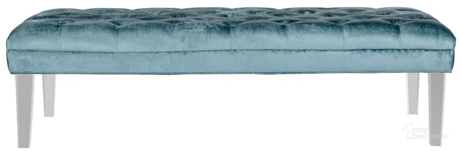 The appearance of Abrosia Cyan Bench designed by Safavieh in the transitional interior design. This cyan piece of furniture  was selected by 1StopBedrooms from Abrosia Collection to add a touch of cosiness and style into your home. Sku: MCR4699C. Material: Wood. Product Type: Bench. Image1