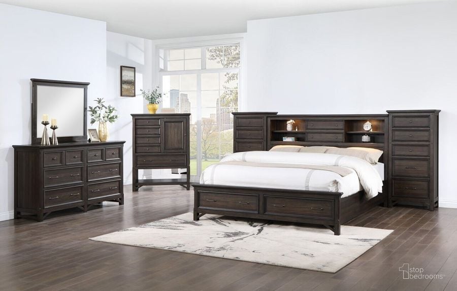 The appearance of Acacia Bookcase Storage Bedroom Set In Brown designed by Avalon Furniture in the traditional interior design. This brown piece of furniture  was selected by 1StopBedrooms from Acacia Collection to add a touch of cosiness and style into your home. Sku: B01521 5BH;B01521 5SF;B01521 56LWP;B01521 56RWP;B01521 56R;B01521 N. Material: Wood. Product Type: Bedroom Set. Bed Size: Queen. Image1