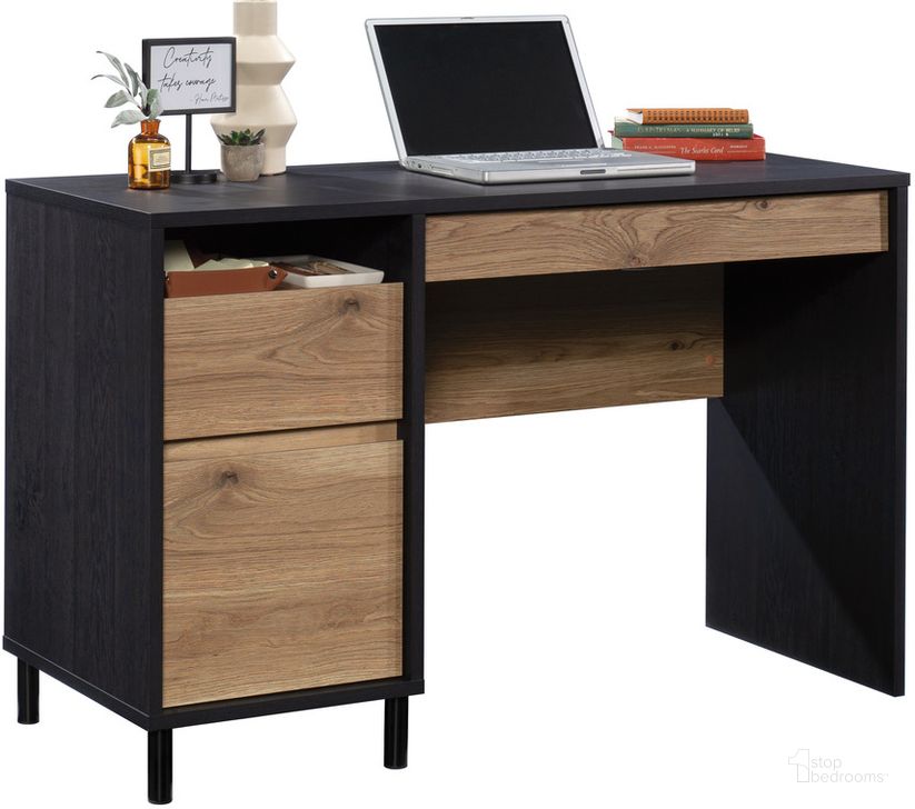 The appearance of Acadia Way Computer Desk In Raven Oak designed by Sauder in the modern / contemporary interior design. This raven oak piece of furniture  was selected by 1StopBedrooms from Acadia Way Collection to add a touch of cosiness and style into your home. Sku: 430753. Product Type: Computer Desk. Material: Engineered Wood. Image1