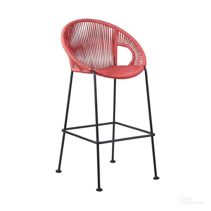 The appearance of Acapulco 26 Inch Indoor Outdoor Steel Bar Stool with Brick Red Rope designed by Armen Living in the modern / contemporary interior design. This brick red piece of furniture  was selected by 1StopBedrooms from Acapulco Collection to add a touch of cosiness and style into your home. Sku: LCACBABRK26. Material: Steel. Product Type: Outdoor Bar Furniture. Image1