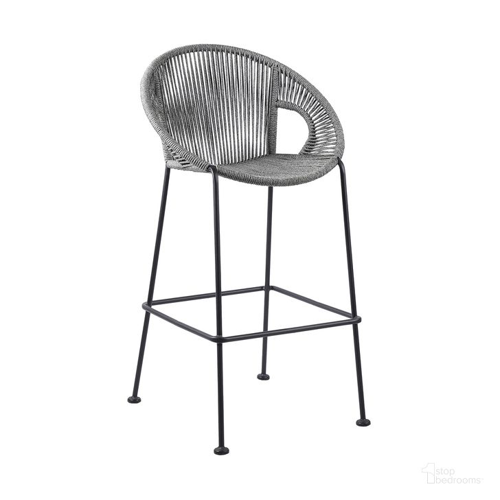 The appearance of Acapulco 26 Inch Indoor Outdoor Steel Bar Stool with Gray Rope designed by Armen Living in the modern / contemporary interior design. This gray piece of furniture  was selected by 1StopBedrooms from Acapulco Collection to add a touch of cosiness and style into your home. Sku: LCACBAGR26. Material: Steel. Product Type: Outdoor Bar Furniture. Image1