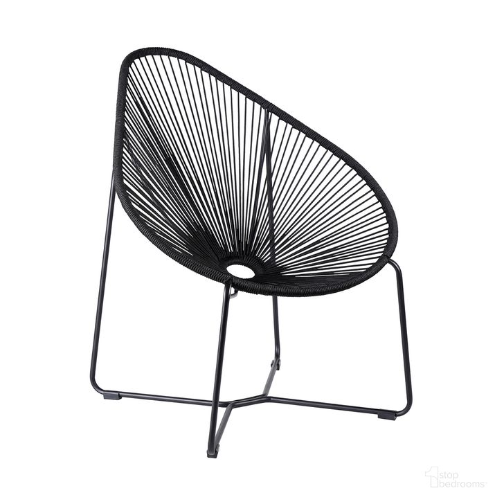The appearance of Acapulco Indoor Outdoor Steel Papasan Lounge Chair with Black Rope designed by Armen Living in the modern / contemporary interior design. This black piece of furniture  was selected by 1StopBedrooms from Acapulco Collection to add a touch of cosiness and style into your home. Sku: LCACSIBL. Material: Steel. Product Type: Outdoor Lounge Chair. Image1