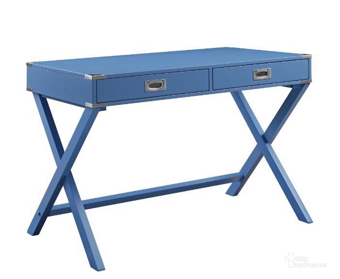 The appearance of Acme Amenia Writing Desk In Blue Finish designed by ACME in the transitional interior design. This blue piece of furniture  was selected by 1StopBedrooms from Amenia Collection to add a touch of cosiness and style into your home. Sku: 93000. Material: Wood. Product Type: Writing Desk. Image1