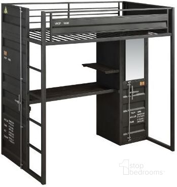 The appearance of Acme Cargo Storage Twin Loft Bed In Gunmetal Finish designed by ACME in the modern / contemporary interior design. This gunmetal piece of furniture  was selected by 1StopBedrooms from Cargo Collection to add a touch of cosiness and style into your home. Sku: 37965HB;37966R. Material: Metal. Product Type: Loft Bed. Bed Size: Twin. Bed Type: Loft Bed. Image1