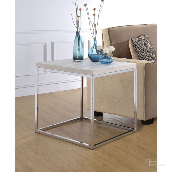 The appearance of Acme Snyder End Table designed by ACME in the transitional interior design. This silver piece of furniture  was selected by 1StopBedrooms from Snyder Collection to add a touch of cosiness and style into your home. Sku: 84627. Material: Wood. Product Type: End Table. Image1