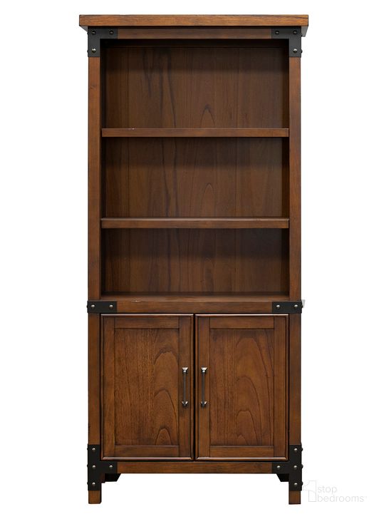 The appearance of Addison Rustic Bookcase with Doors In Brown designed by Martin Furniture in the modern / contemporary interior design. This brown piece of furniture  was selected by 1StopBedrooms from Addison Collection to add a touch of cosiness and style into your home. Sku: IMAD3472D. Material: Wood. Product Type: Bookcase. Image1