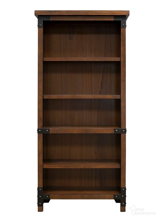 The appearance of Addison Rustic Open Bookcase In Brown designed by Martin Furniture in the country / farmhouse interior design. This brown piece of furniture  was selected by 1StopBedrooms from Addison Collection to add a touch of cosiness and style into your home. Sku: IMAD3472. Material: Wood. Product Type: Bookcase. Image1