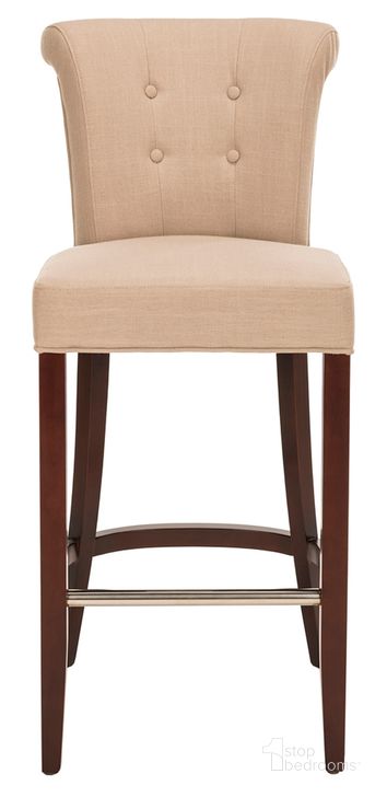 The appearance of Addo True Taupe Bar Stool designed by Safavieh in the traditional interior design. This taupe piece of furniture  was selected by 1StopBedrooms from Addo Collection to add a touch of cosiness and style into your home. Sku: HUD8218A. Material: Wood. Product Type: Barstool. Image1