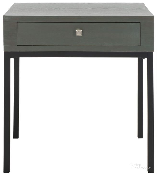 The appearance of Adena French Gray End Table with Storage Drawer designed by Safavieh in the modern / contemporary interior design. This ash gray piece of furniture  was selected by 1StopBedrooms from Adena Collection to add a touch of cosiness and style into your home. Sku: AMH6612A. Material: Wood. Product Type: Accent Table. Image1