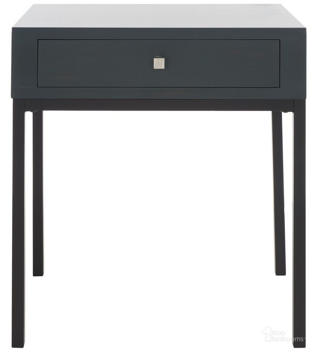The appearance of Adena Steel Teal End Table with Storage Drawer designed by Safavieh in the modern / contemporary interior design. This dark teal piece of furniture  was selected by 1StopBedrooms from Adena Collection to add a touch of cosiness and style into your home. Sku: AMH6612B. Material: Wood. Product Type: Accent Table. Image1