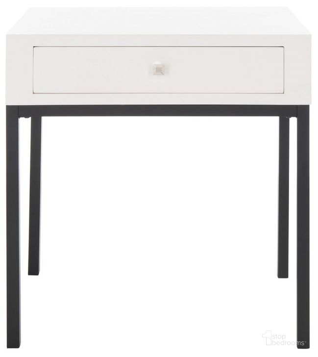 The appearance of Adena White End Table with Storage Drawer designed by Safavieh in the modern / contemporary interior design. This white piece of furniture  was selected by 1StopBedrooms from Adena Collection to add a touch of cosiness and style into your home. Sku: AMH6612C. Material: Wood. Product Type: Accent Table. Image1