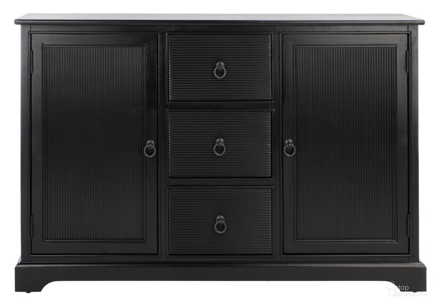 The appearance of Adiland 2Dr 3Drw Consoles in Black designed by Safavieh in the modern / contemporary interior design. This black piece of furniture  was selected by 1StopBedrooms from Adiland Collection to add a touch of cosiness and style into your home. Sku: CNS5733B. Material: Wood. Product Type: Console. Image1