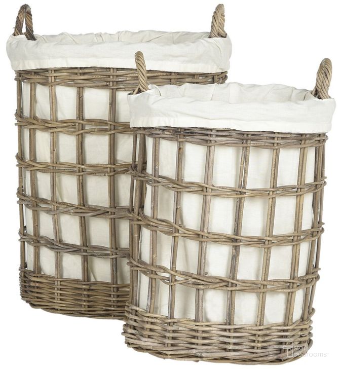 The appearance of Adisa Wicker Storage Hamper - Two In One designed by Safavieh in the modern / contemporary interior design. This grey piece of furniture  was selected by 1StopBedrooms from Safavieh SEA Collection to add a touch of cosiness and style into your home. Sku: SEA7009A. Material: Rattan. Product Type: Hamper. Image1