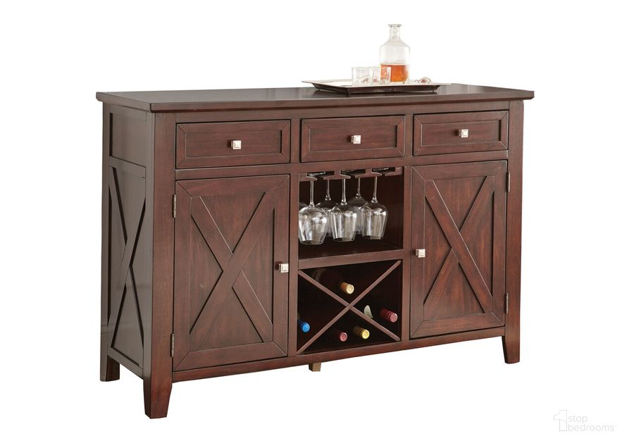 The appearance of Adrian Espresso Cherry Server designed by Steve Silver in the modern / contemporary interior design. This brown piece of furniture  was selected by 1StopBedrooms from Adrian Collection to add a touch of cosiness and style into your home. Sku: AD600SV. Material: Wood. Product Type: Buffets, Sideboards and Server. Image1