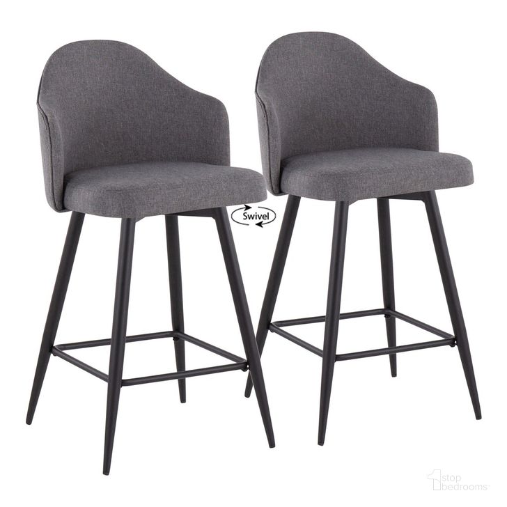 The appearance of Ahoy 26 Inch Counter Stool Set of 2 In Grey designed by Lumisource in the modern / contemporary interior design. This grey piece of furniture  was selected by 1StopBedrooms from Ahoy Collection to add a touch of cosiness and style into your home. Sku: B26-AHOYUP-55SWVX2 BKGY2. Material: Metal. Product Type: Barstool. Image1