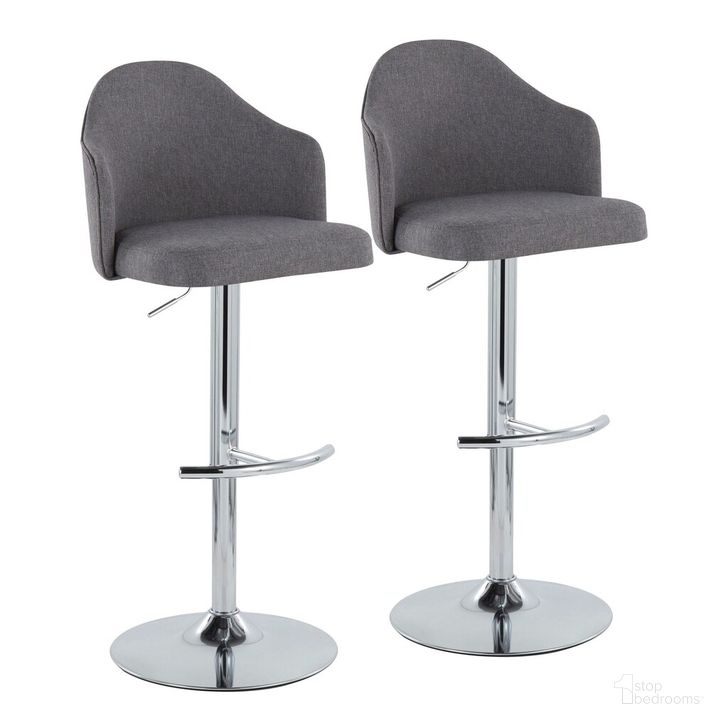 The appearance of Ahoy Adjustable Barstool Set of 2 In Grey designed by Lumisource in the modern / contemporary interior design. This grey piece of furniture  was selected by 1StopBedrooms from Ahoy Collection to add a touch of cosiness and style into your home. Sku: BS-AHOYUPFB-RT2 CHRGY2. Material: Metal. Product Type: Barstool. Image1