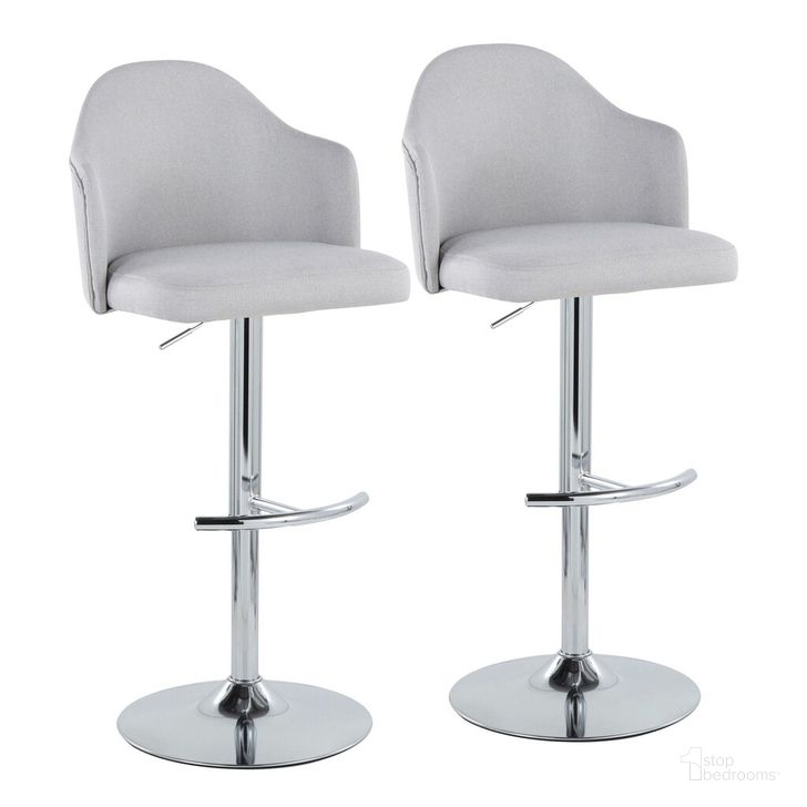 The appearance of Ahoy Adjustable Barstool Set of 2 In Light Grey designed by Lumisource in the modern / contemporary interior design. This light grey piece of furniture  was selected by 1StopBedrooms from Ahoy Collection to add a touch of cosiness and style into your home. Sku: BS-AHOYUPFB-RT2 CHRLGY2. Material: Metal. Product Type: Barstool. Image1
