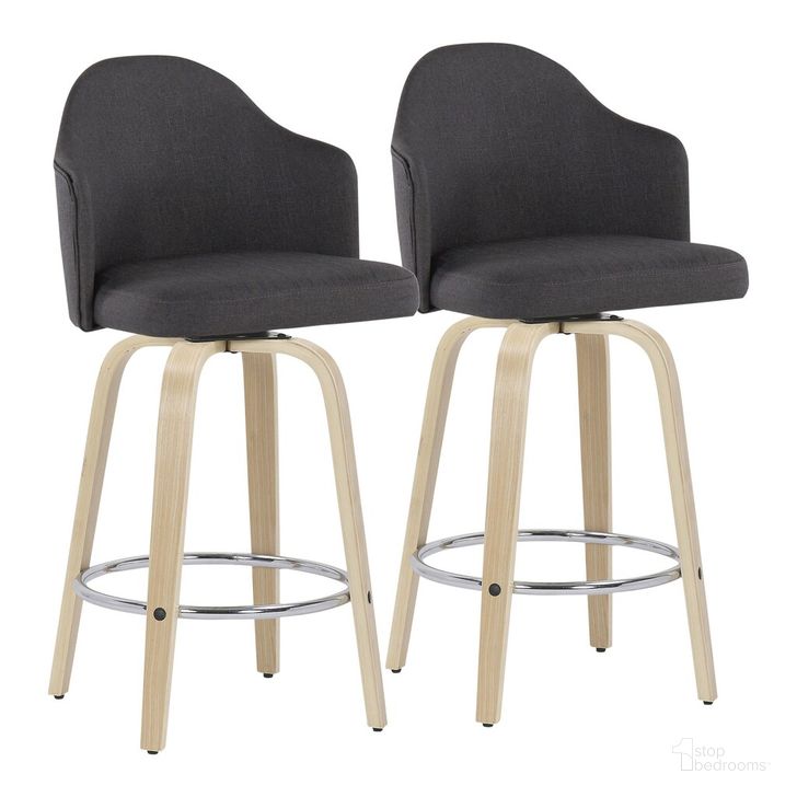 The appearance of Ahoy Counter Stool Set of 2 In Charcoal designed by Lumisource in the transitional interior design. This charcoal piece of furniture  was selected by 1StopBedrooms from Ahoy Collection to add a touch of cosiness and style into your home. Sku: B26-AHOYUPGRT-R2 NACHAR2. Material: Wood. Product Type: Barstool. Image1