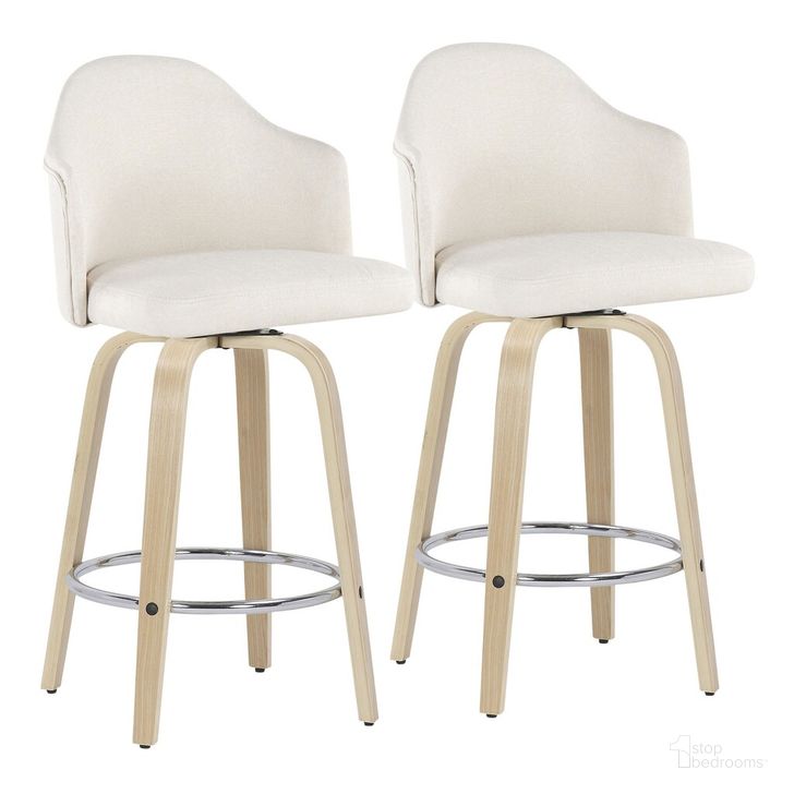 The appearance of Ahoy Counter Stool Set of 2 In Cream designed by Lumisource in the transitional interior design. This cream piece of furniture  was selected by 1StopBedrooms from Ahoy Collection to add a touch of cosiness and style into your home. Sku: B26-AHOYUPGRT-R2 NACR2. Material: Wood. Product Type: Barstool. Image1