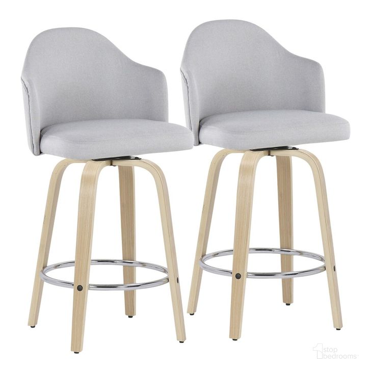 The appearance of Ahoy Counter Stool Set of 2 In Light Grey designed by Lumisource in the transitional interior design. This light grey piece of furniture  was selected by 1StopBedrooms from Ahoy Collection to add a touch of cosiness and style into your home. Sku: B26-AHOYUPGRT-R2 NALGY2. Material: Wood. Product Type: Barstool. Image1