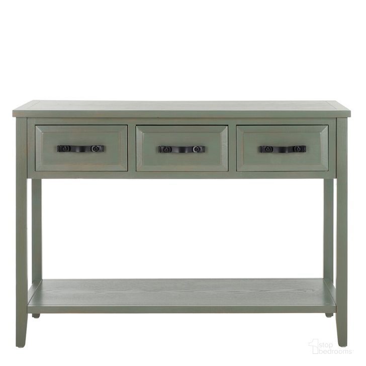 The appearance of Aiden French Gray 3-Drawer Console Table designed by Safavieh in the transitional interior design. This gray piece of furniture  was selected by 1StopBedrooms from Aiden Collection to add a touch of cosiness and style into your home. Sku: AMH6502B. Product Type: Console. Material: Iron. Image1