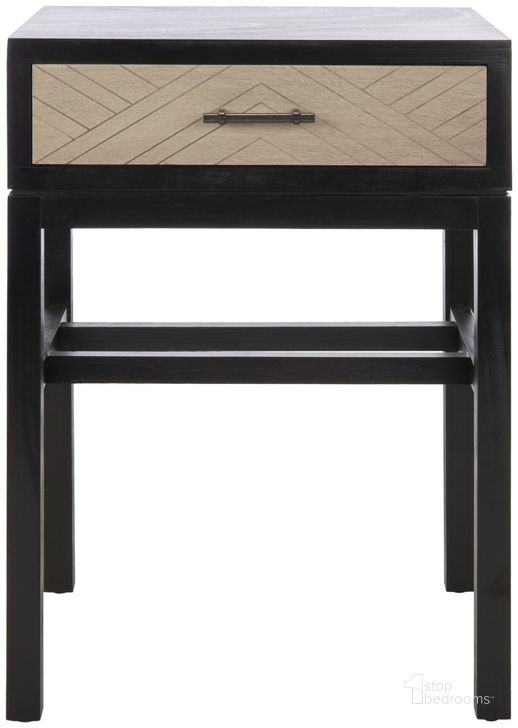 The appearance of Ajana 1 Drawer Accent Table in Black designed by Safavieh in the modern / contemporary interior design. This black piece of furniture  was selected by 1StopBedrooms from Ajana Collection to add a touch of cosiness and style into your home. Sku: ACC5707B. Material: Wood. Product Type: Accent Table. Image1
