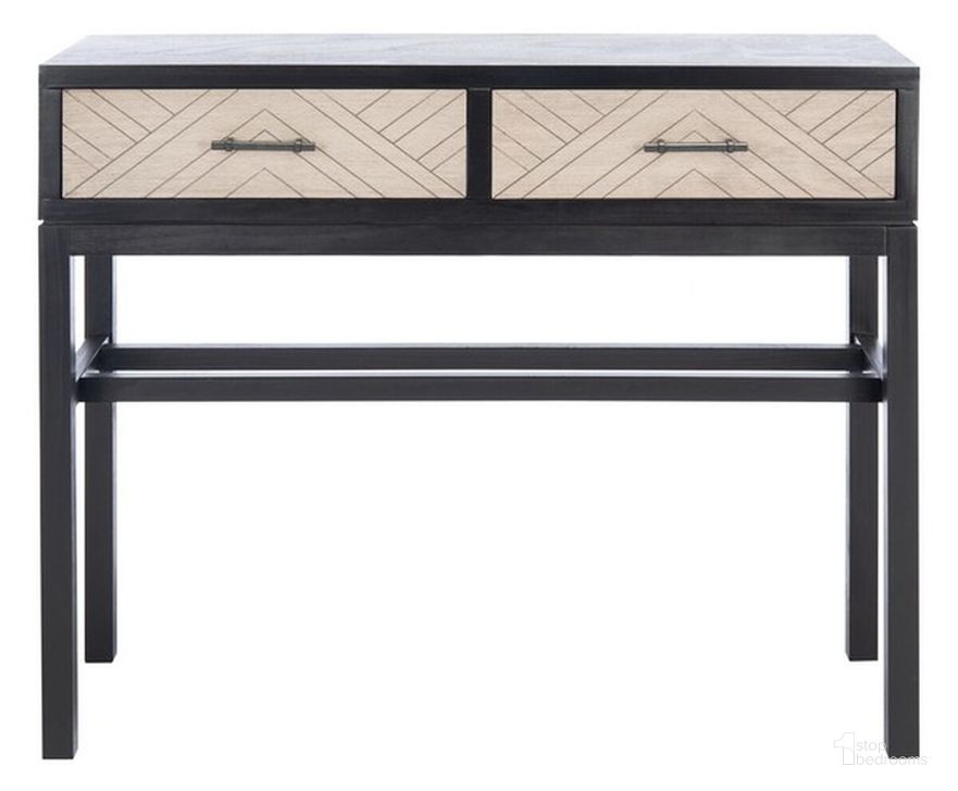 The appearance of Ajana 2 Drawer Console in Black designed by Safavieh in the modern / contemporary interior design. This black piece of furniture  was selected by 1StopBedrooms from Ajana Collection to add a touch of cosiness and style into your home. Sku: CNS5709B. Material: Wood. Product Type: Console. Image1